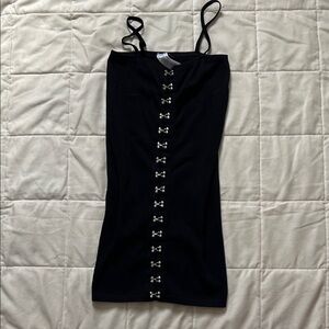 Zara Black Ribbed Dress with Clasps